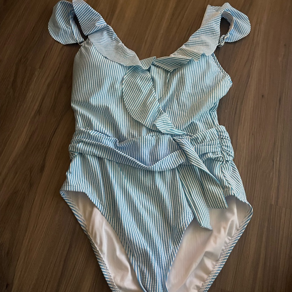 Lilly Pulitzer Blue and White Striped Swimsuit